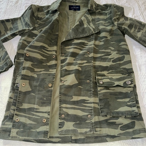 Lucky Brand Green Camo Trench Jacket Size Extra Small - Picture 1 of 11